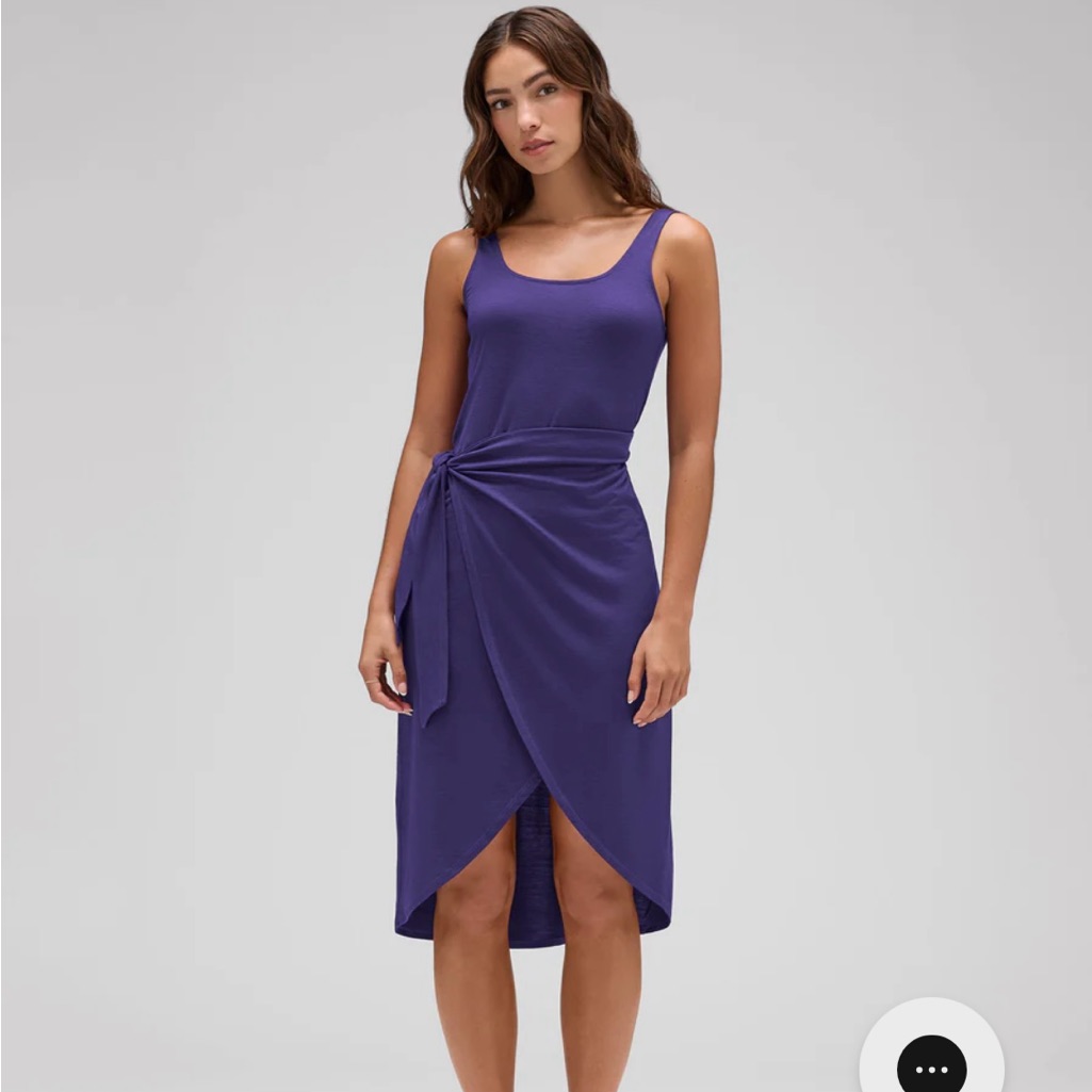 Sleeveless Asymmetrical Knot-Front Dress In Deep Purple
